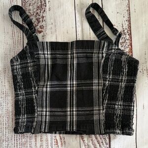 Hollister Black and White Plaid Crop Top